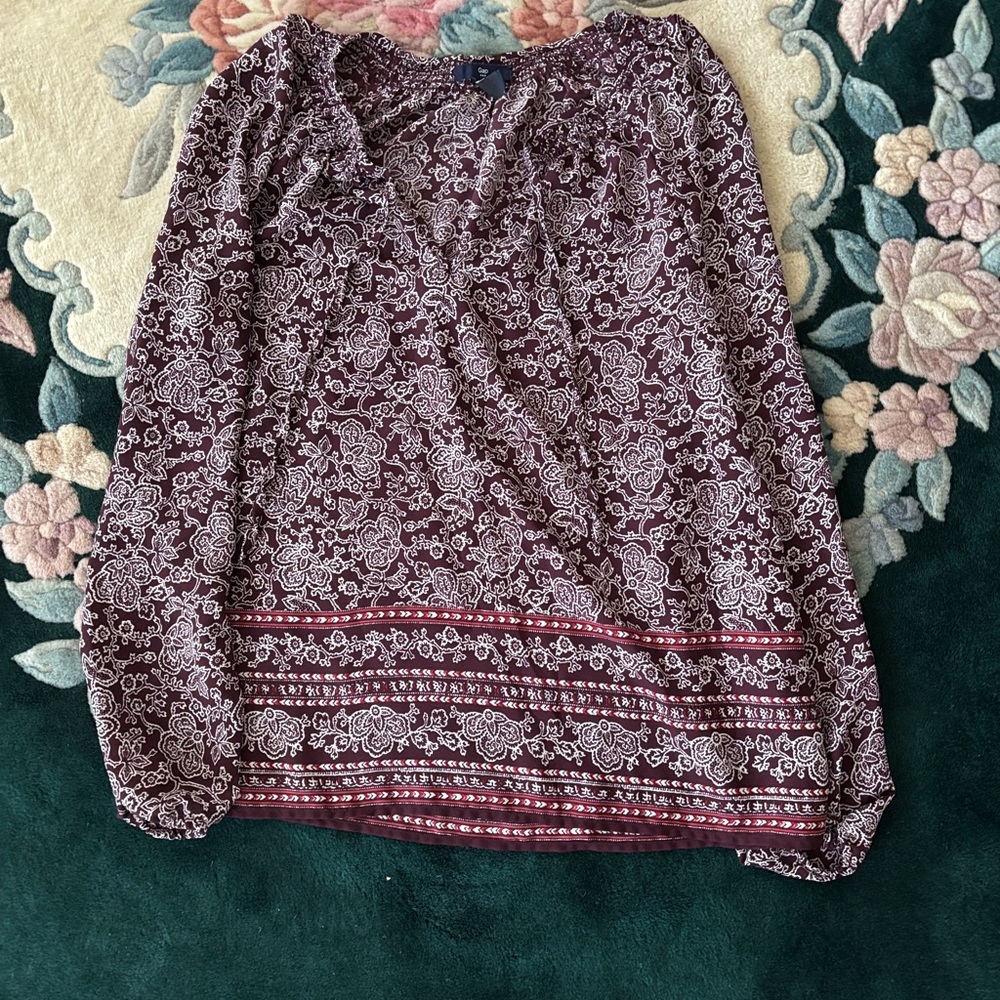 GAP Burgundy Floral Women's Blouse
